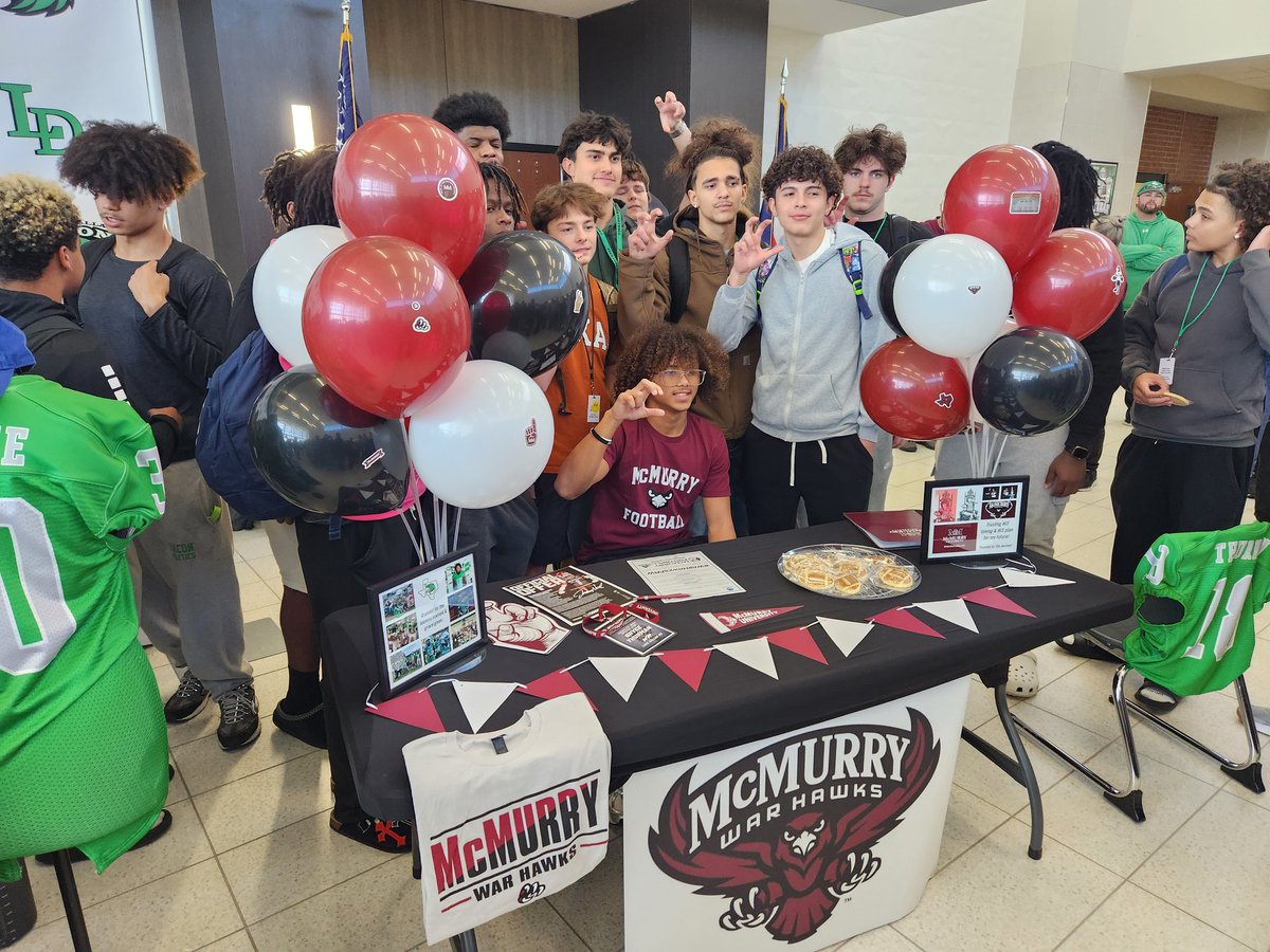 Caught another National Signing Day ceremony this afternoon at Lake Dallas HS.

The Falcons had a trio of football players sign national letters of intent -- Davin Hopkins (McMurry), Cooper Denehie (Southern Arkansas) and Bryce Thurman (McMurry).