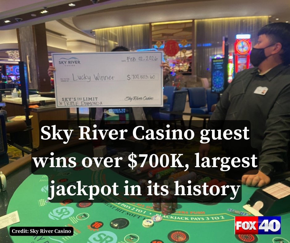 FOX40's tweet image. A guest at Sky River Casino hit the largest BSX Triple Diamond Progressive jackpot in the property’s history, winning more than $700K on a table game. 

Here's what we know: fox40.com/news/local-new…
