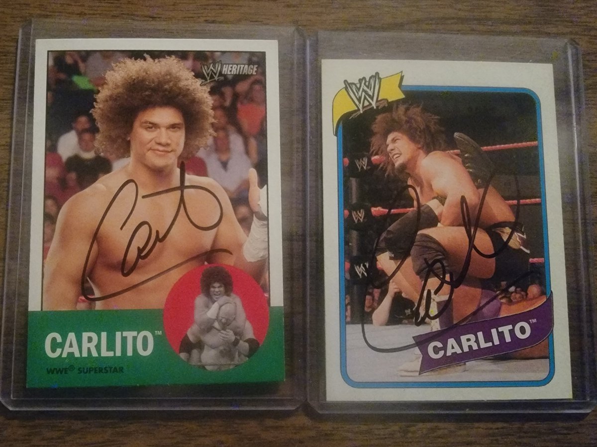 wrestlingcards's tweet photo. #WrestlingCardWednesday: A 2006 & 2007 @Topps WWE Heritage card signed by @Litocolon279 at @upw585 Aniversary Anarchy 13 back in 2016. #UPW #WWE #WrestlingCards #WrestlingTradingCards https://t.co/iAfccwBr5u