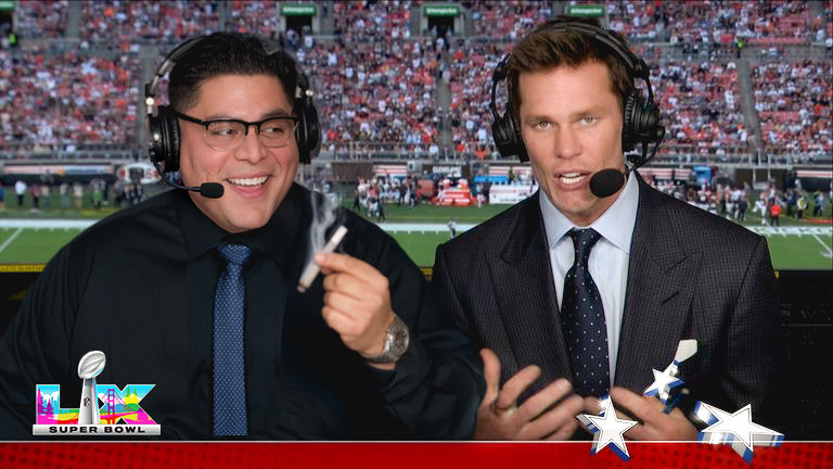 dope_as_yola_'s tweet photo. Catch me in the booth this weekend with Tom Brady at the Super Bowl 💨 https://t.co/c7g16X166U