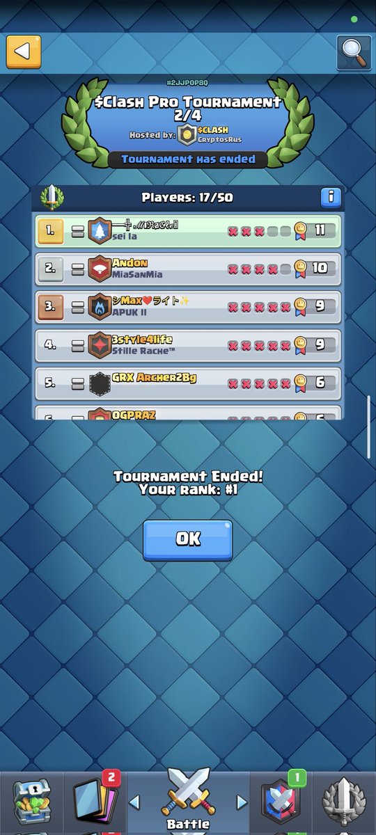 I won #Clash tournament managed by @Georgeplayclash . If you want to play it next time join here georgeplaysclashroyale.com/auth/sign-up?r…