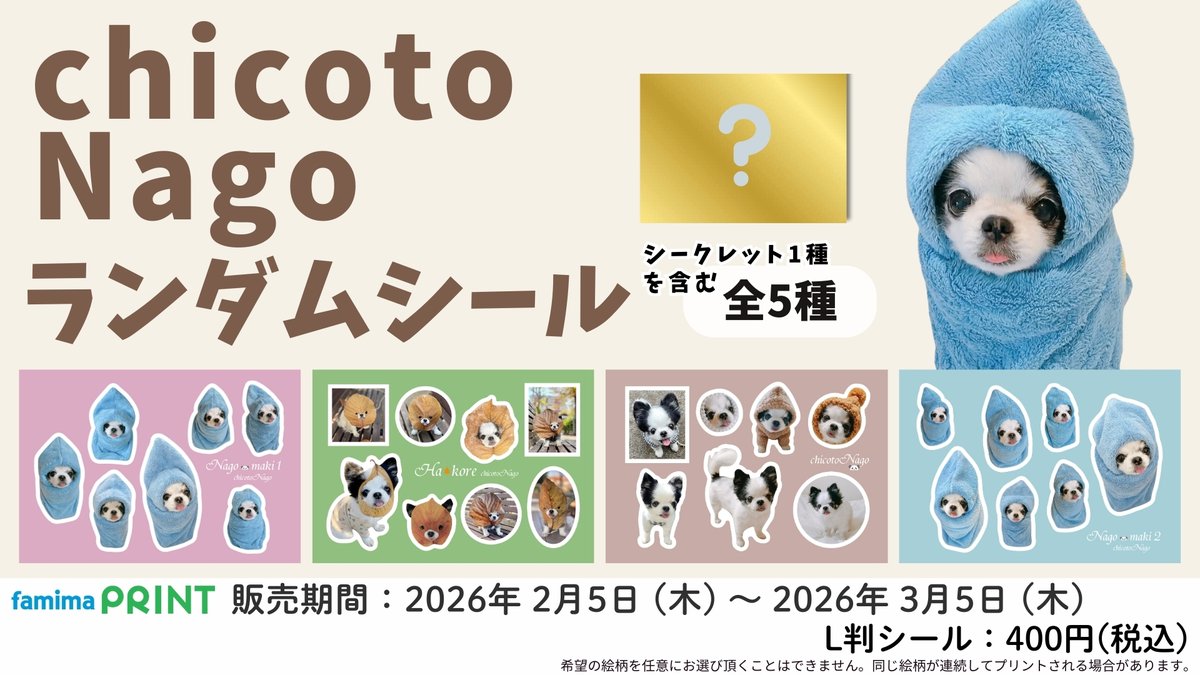 ファミ様の専用ページ chicotoNago × ファミマプリント】 かわいすぎるチワワなごちゃんの