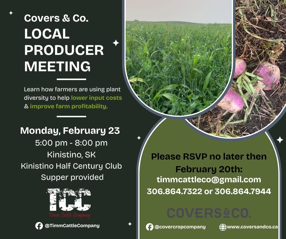 TimmCattle's tweet photo. Plan to join us for our @covers_co producer night! 

#covercrops #plantdiversity #2026seeding #cowchow https://t.co/f4Kmd848y5