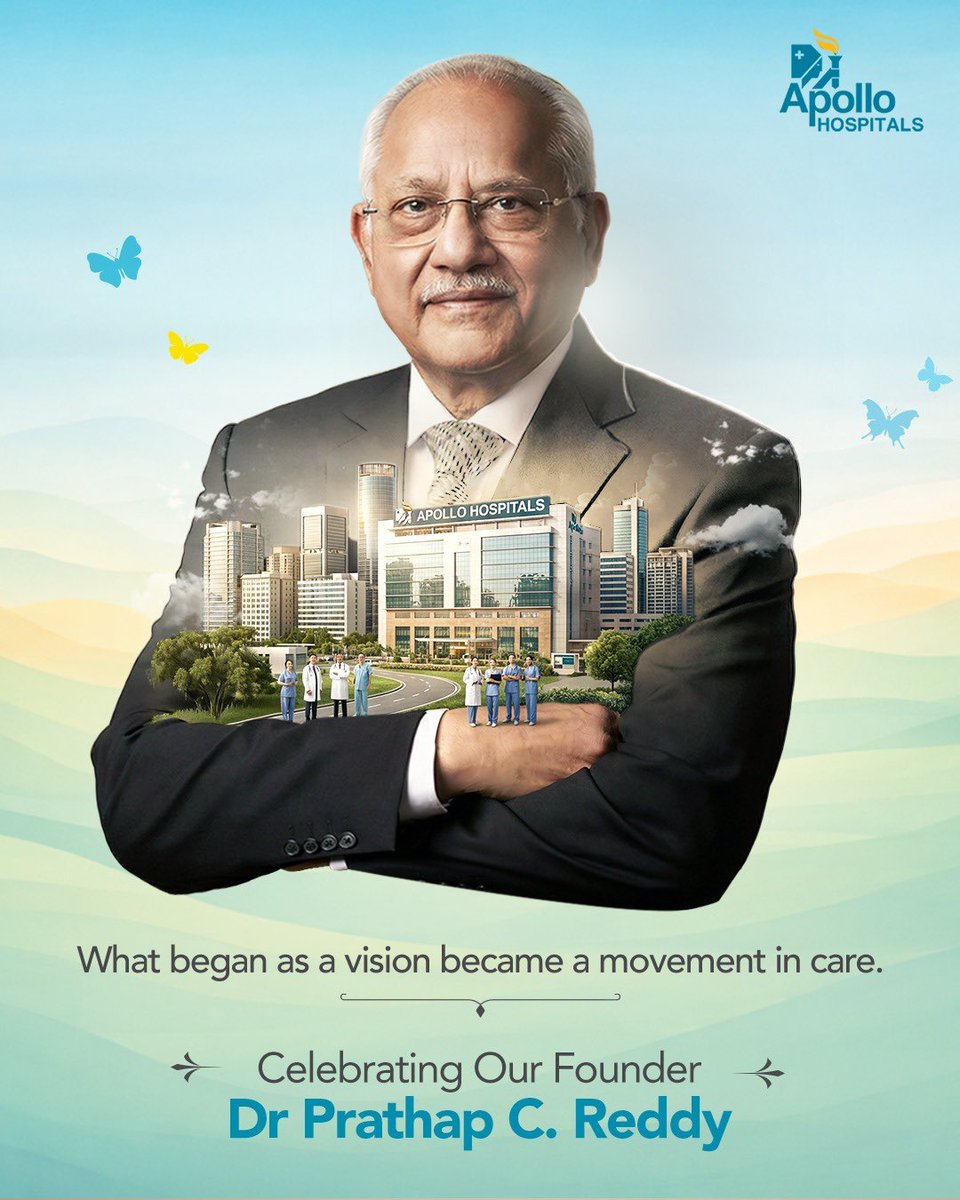 HospitalsApollo's tweet image. A vision that redefined healthcare, a legacy that continues to heal millions. Honouring our Founder, Dr. Prathap C. Reddy. 💙

#ApolloHospitals #FoundersDay