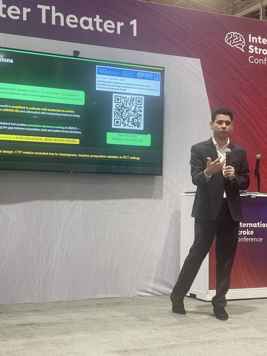 Happy to present our DUSK tool to individualize treatment for distal medium vessel occlusion! Time to move beyond “one-size-fits-all”<a href="/PittStroke/">UPittStroke</a> <a href="/PittNeurology/">Pitt Neurology</a> <a href="/NeuroprecisionL/">NeuroPrecision Lab</a>