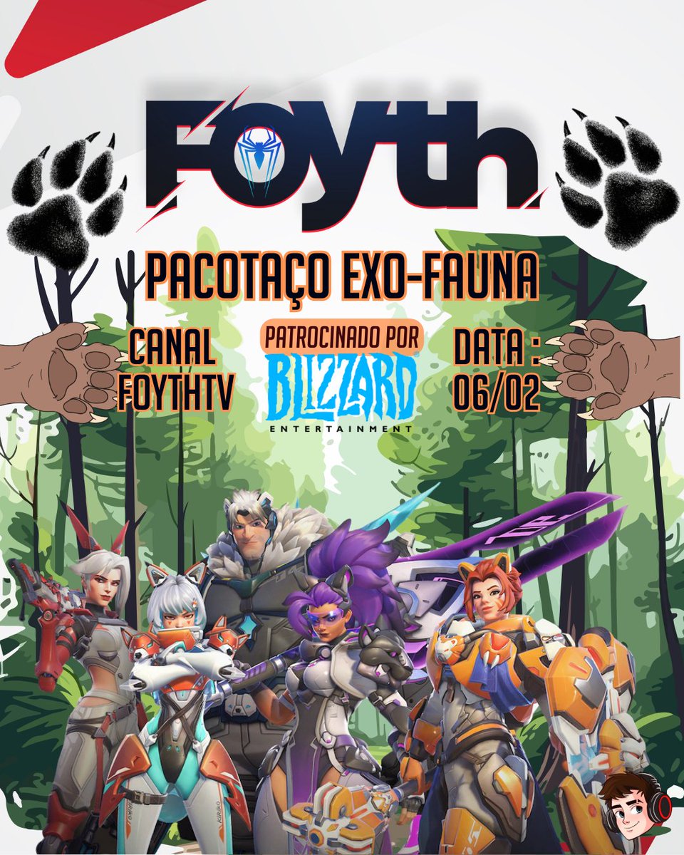 FoythTv's tweet photo. Sorteio exclusivo pro twitter 🐾 PACOTAÇO EXO FAUNA! 
Regras :  
🐾 me seguir 
🐾 Rt nesse post 
Resultado dia 06/02 Deixem a dm aberta! Caso o ganhador não apareça até as 15h do dia 07/02, sortearei uma nova pessoa! Obrigado pela parceria  @OverwatchBrasil  #OW2GiveawayBR #OW2BR https://t.co/2G4b2V92uw