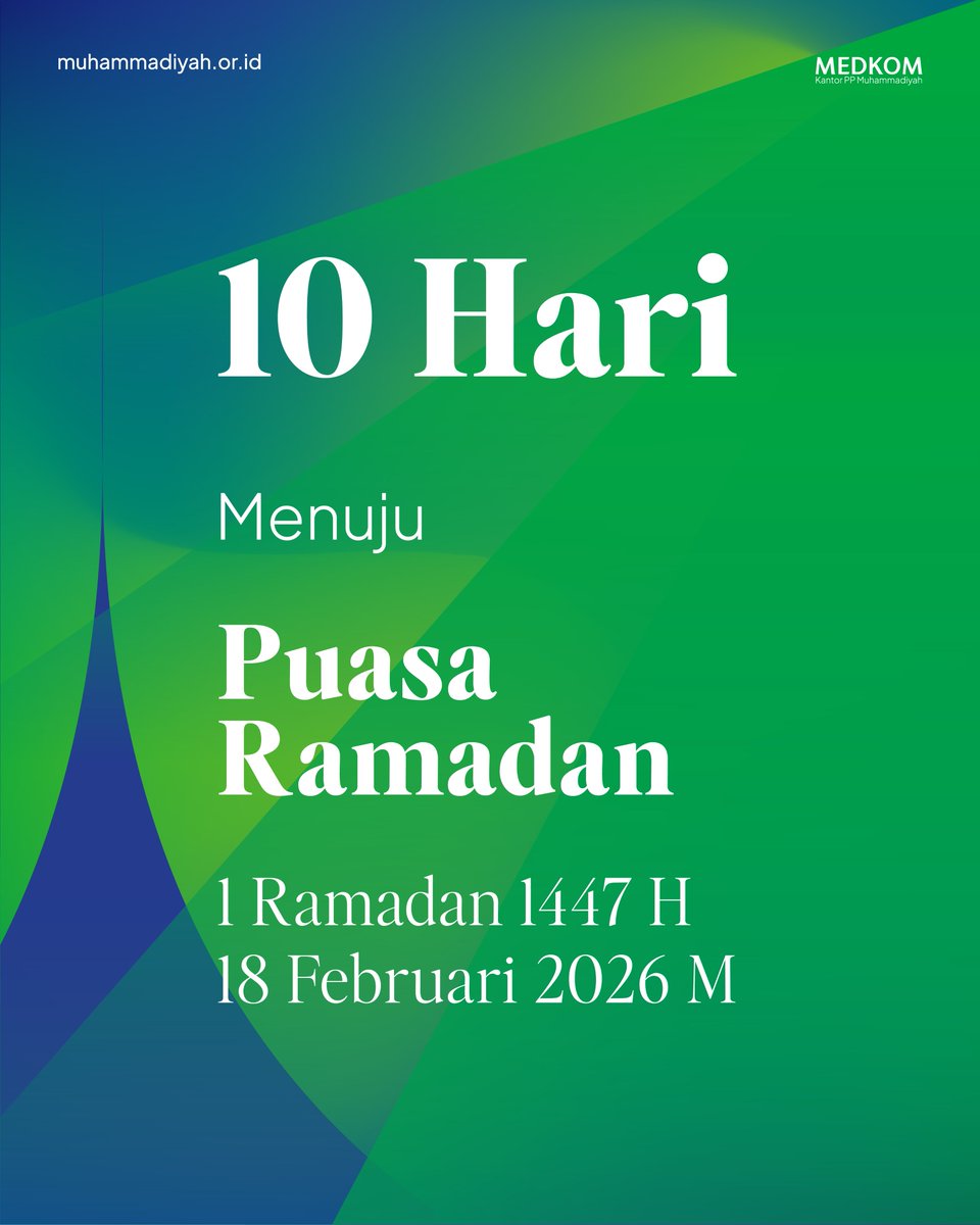 10 hari menjelang Ramadan, masih bingung kapan mulai salat Tarawih?

Pasang alrm ya! Salat Tarawi pertama akan di mulai pada 17 Februari 2026.

#SiapLebihAwal #Ramadan1447H #IslamBerkemajuan #Muhammadiyah
