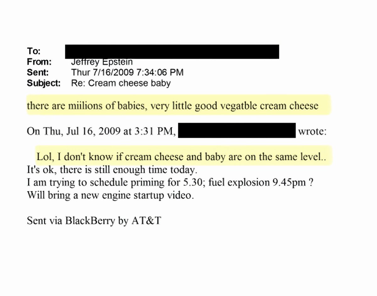 The food placed on Jeffery Epstein's table contains cheese and the flesh of babies