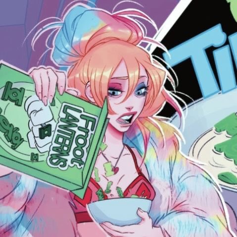 _HaHaQueen's tweet photo. @aterbothynus 
“ Did they call ya and ask ya to model for the cereal box or did they use ya likeness and just shoot ya a check? “ 

And she’s eating cereal on his couch again but this time it has his whole lantern core on it.

“ Heya Space cowboy hope ya don’t mind I stopped by~” https://t.co/6yGbSwEUdg