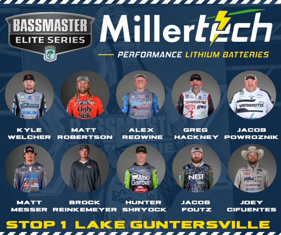 The season is in full swing.
Bassmaster Elite anglers make their first stop tomorrow at Lake Guntersville, and the MillerTech lineup is stacked and ready. Let’s go.