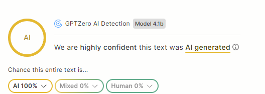 Only just now read this "insight" that was "Written by @13300RPM" 
Quickly enough I noticed how AI like the text was. Titles, punchy setups, --. You know the deal.

Writers are getting sloppy creating slop.