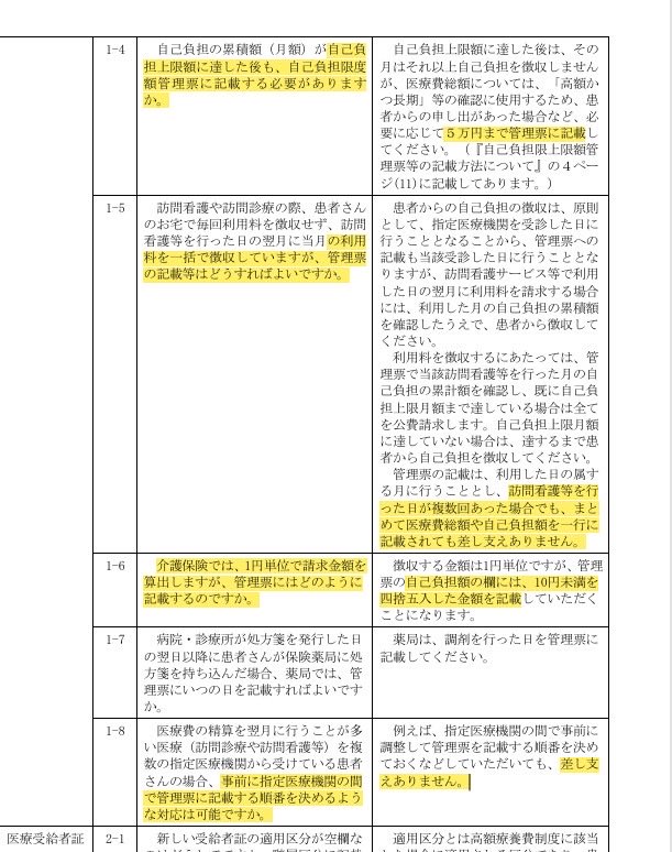 在宅の場合、難病医療（54公費）の受給者証の記載は悩みの種です。

☑︎月まとめで集金するが、1行にまとめて記入して良いのか？
☑︎居宅518円をどう書けばいいのか？
☑︎訪看・在宅医と相談して記載順を予め決めるのはあり？
など

京都府のQ&amp;A資料が全部答えてくれてます最高です。半永久保存版