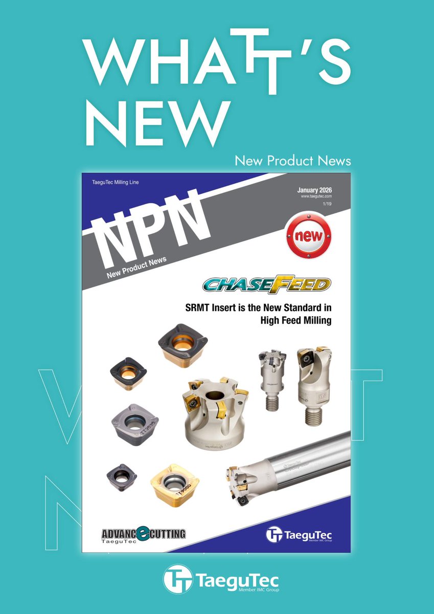 TaeguTec's tweet photo. https://t.co/eaRMruXZo1
Next‑gen 4‑corner high‑feed #milling insert: power, stability & premium finish
WHY IT STANDS OUT:
Fully usable
Optimized edges
Stable #HighFeed #machining
Excellent chip evacuation
Superior #SurfaceFinish in tough materials
#NewProduct #TaeguTec #ToolLife https://t.co/sPTkKRAzqt
