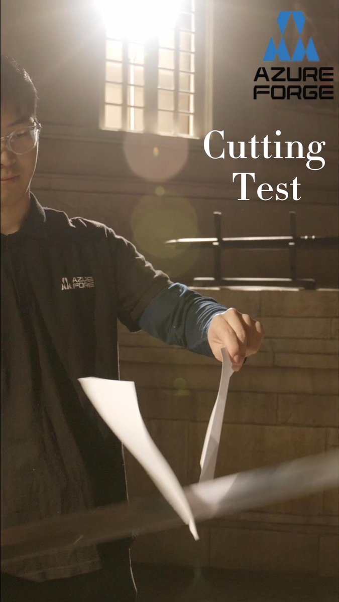 AzureForgeStore's tweet photo. Sharpness check — paper test. ⚔️

Clean cut = proper edge geometry and finish.
AzureForge functional blades are made to perform.
#SwordTest #CutTest #BladeEdge #AzureForge #RealSword https://t.co/0LS7zy2oME