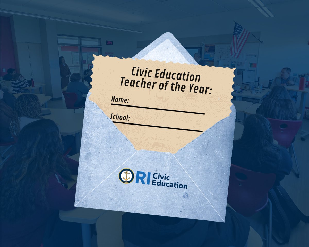 Do you know an outstanding social studies, civics, or history teacher? Nominate them today to be the 2026 Rhode Island Civic Education Teacher of the Year!
All nominations must be submitted by 5 p.m. on Friday, February 13: sos.ri.gov/divisions/civi…