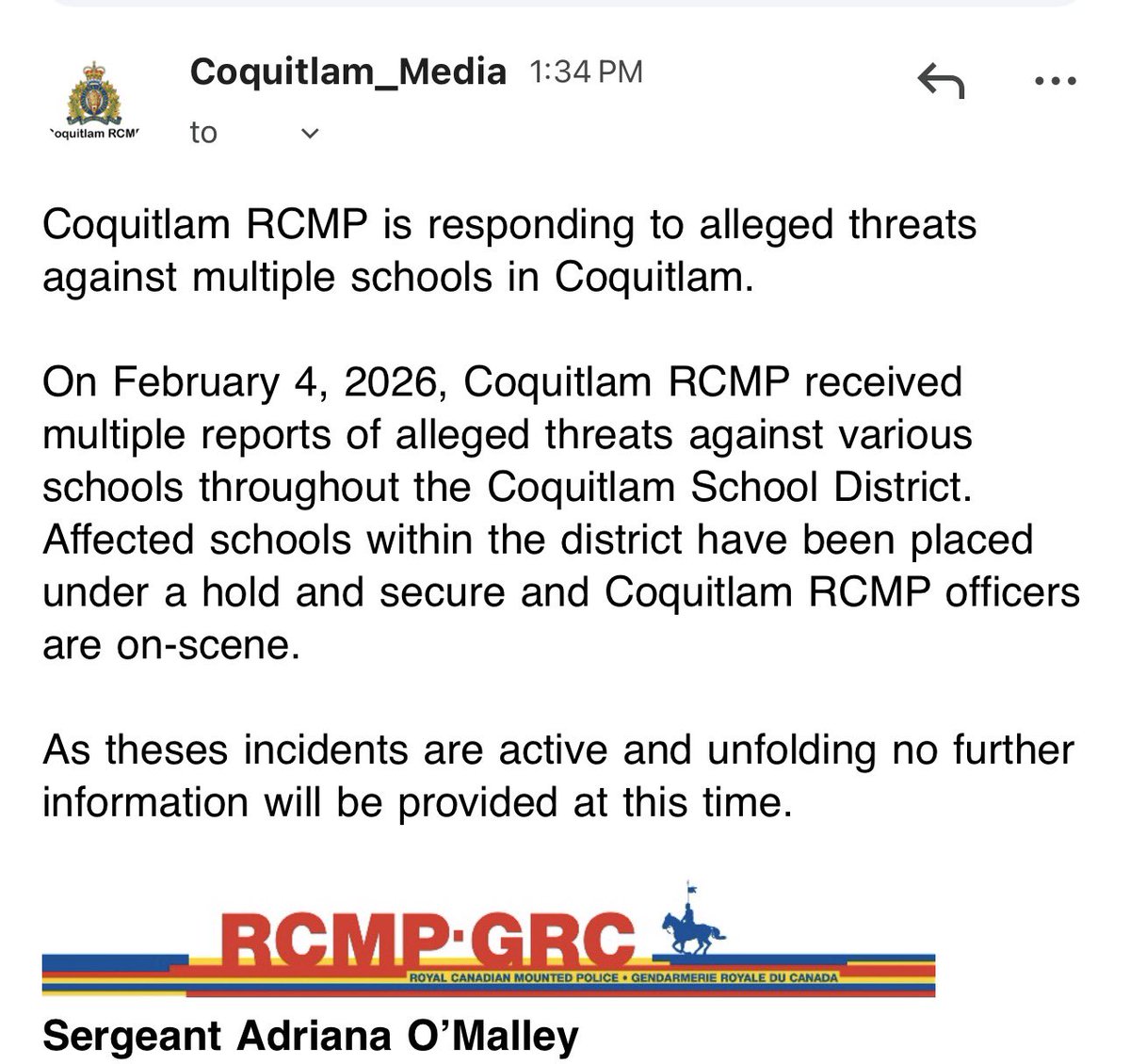 bobmackin's tweet image. Update: police responding to multiple schools in Coquitlam. #bced