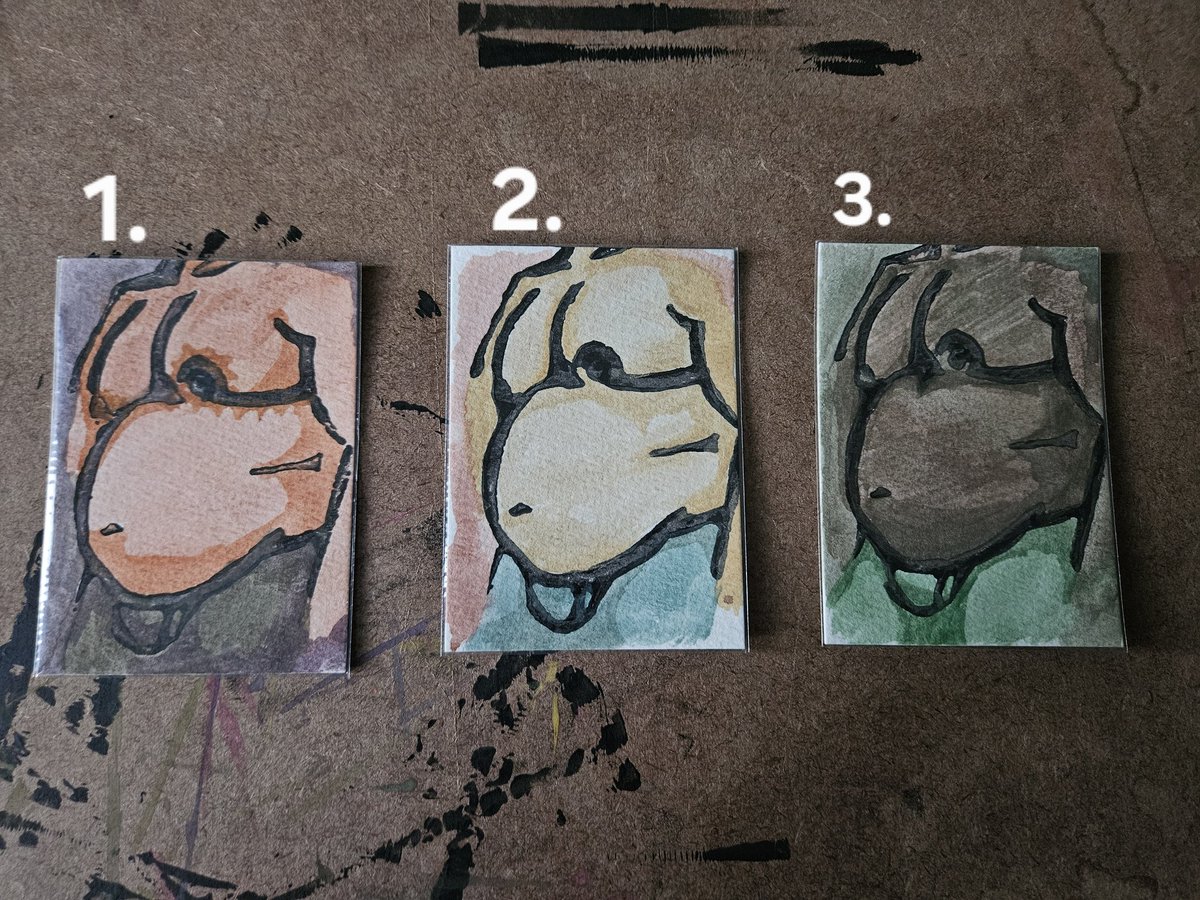 p0cketpup's tweet photo. I forgot to tell you guys I made these little ACEOs and have them up for sale on Ebay. Minimum bid is .99cents and ends in like, a day

2.5inch x 3.5inch original prints made with linocut, acrylic, and watercolor
#aceo #furryart #linocut #artcards #artistcards #miniatureart https://t.co/Pz8OT3j6LD