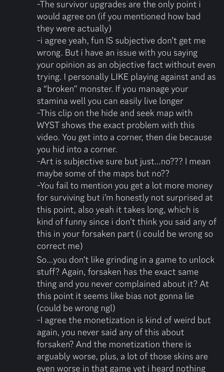 CamoBro_'s tweet photo. @ClumsyFumble I wrote a fat comment on that video
Also when i compare it to forsaken, i mean his critiques about it, like he says that you can just pay for monster chance and says its bad (True) yet doesn’t complain when its in forsaken??? If you don’t like the game its fine but- https://t.co/f0F5WcsSXz
