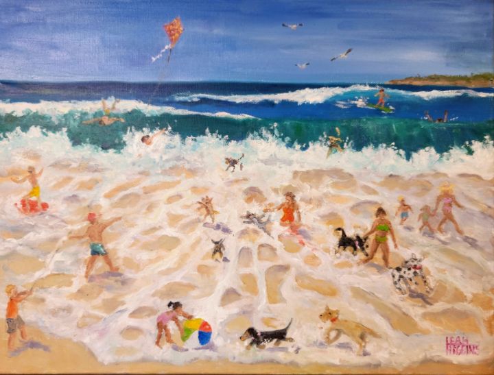 Art of the Day! "DOG DAY BEACH". Buy at: ArtPal.com/Leahhigginsart…