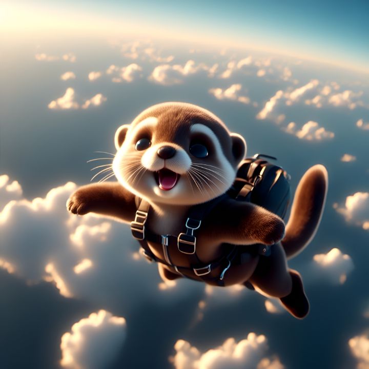 leotterterry's tweet photo. Art of the Day! "The Skydiving Otter". Buy at: https://t.co/iEccCuNsFn https://t.co/hvaf5ubULT