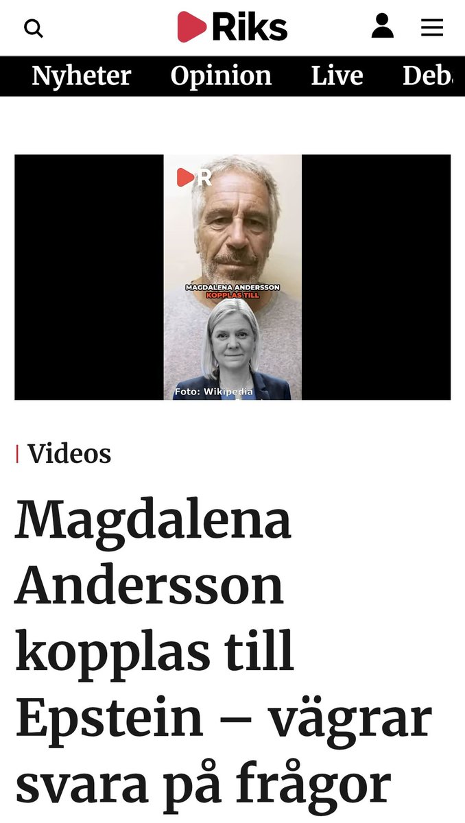 Om <a href="/magdandersson/">Magdalena Andersson</a> vägrar svara på frågor om sina kopplingar till Epstein är det liktydigt med ett medgivande av skuld.

Det är alvarliga saker.

Det är liksom bara att förklara eller avgå från Sveriges största parti.

En person som ljugit offentligt för en partikamrat som är del