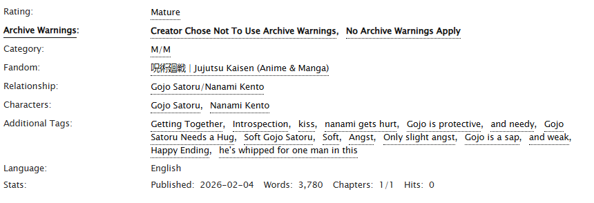 Wimsicalpan's tweet photo. Sometimes, I can write NOT porn.

A #GoNana getting together fic with a sprinkling of angst (but mostly softness? and a happy ending)

link: https://t.co/x8EUT5gPXF https://t.co/EuGbSry6GC