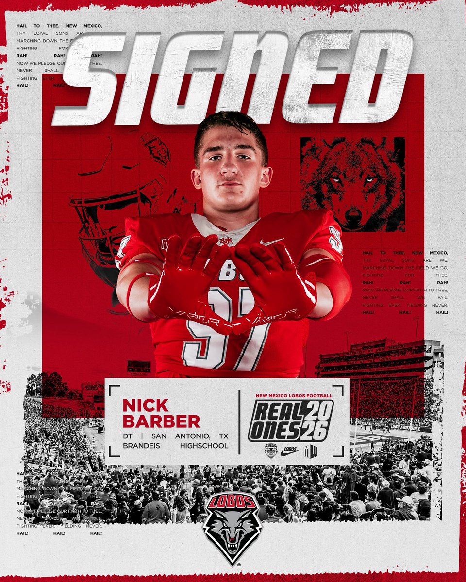 JordanALange's tweet photo. I was more than happy to help the Lobos with their signing day campaign. Starting something from scratch for a team's big moment is always a thrill, especially when they give you creative freedom. Here is a peek at how it turned out. 

#sportsdesign #freelance #builttocompete https://t.co/TnpcnaQSoh