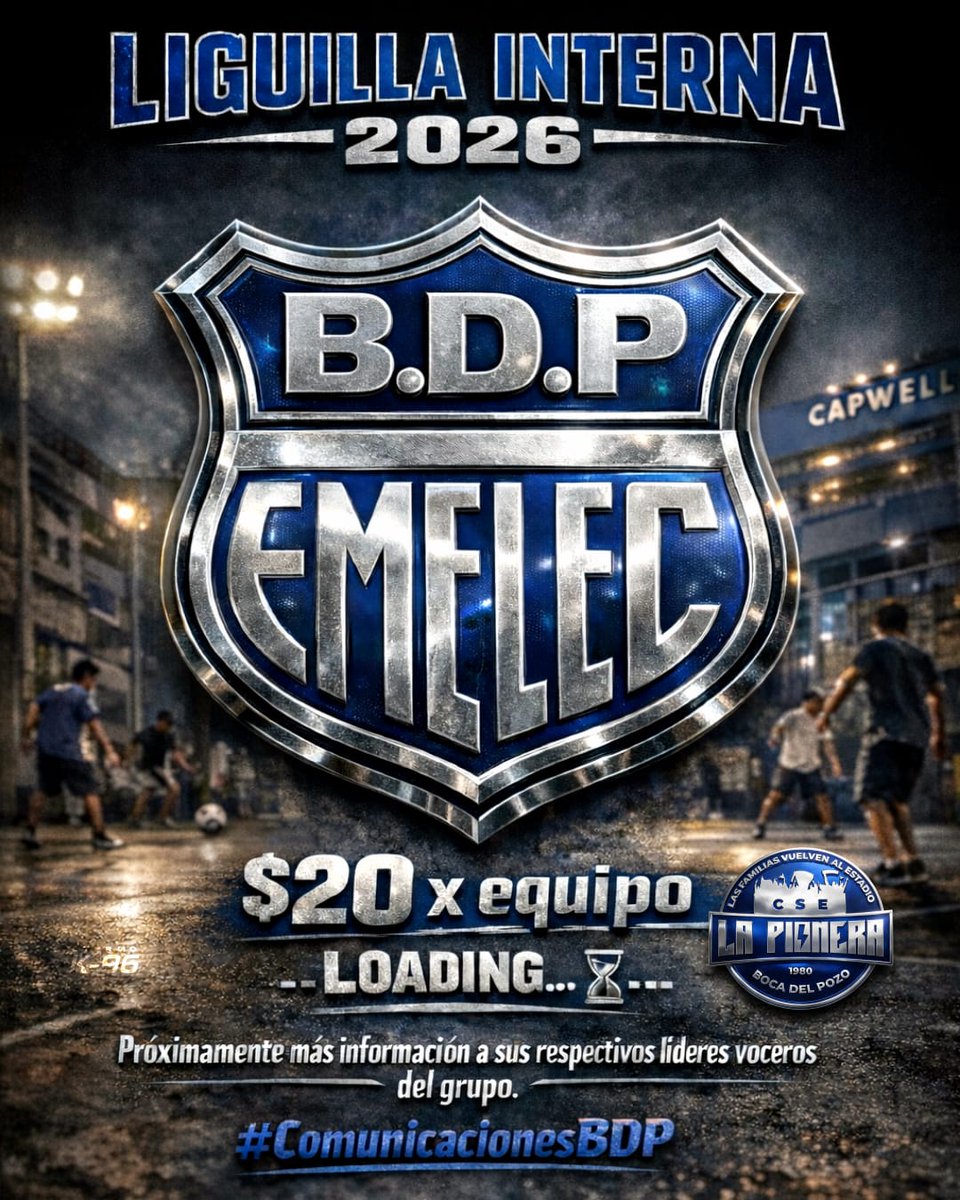 Próximamente LIGUILLA INTERNA 2026⏳️⚽️LA PIONERA BOCA DEL POZO🔥👊

Torneo de apertura y clausura🏆 al estilo barra brava.

20 dolares por equipo la inscripción💲💵

Más detalles con sus respectivos líderes o voceros de cada grupo.

#ComunicacionesBDP
#LaPioneraBDP