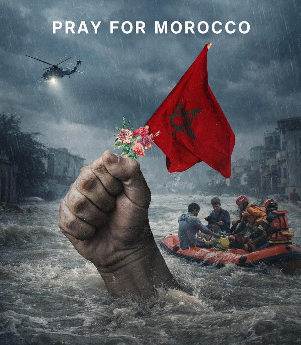 MoroccoNews's tweet image. Le #Maroc tient bon, même face à la tempête. 🇲🇦⛈️
Nos cœurs et nos prières vont à chaque famille touchée par les inondations.