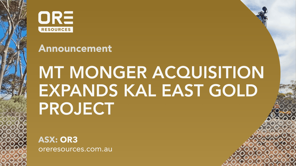 Ore Resources Ltd (ASX: OR3) has completed the acquisition of highly prospective gold tenure in the Mount Monger goldfields, further strengthening its position in Western Australia’s Eastern Goldfields.

Key highlights:

🔸Acquisition of 29 prospecting licences covering 43km² in