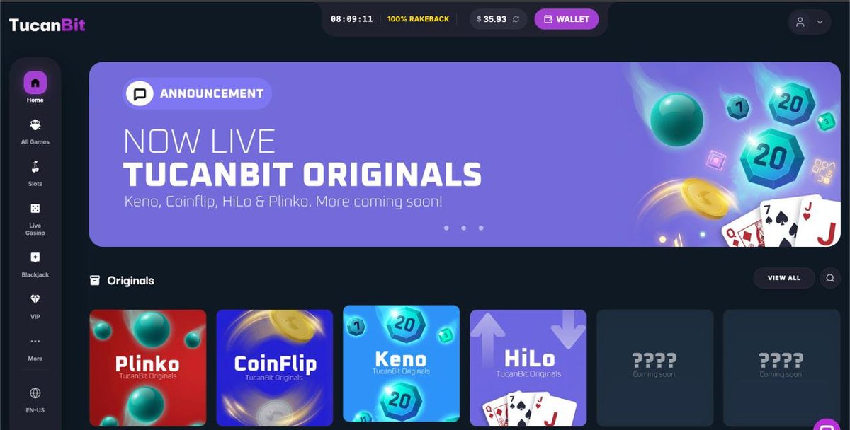 Not 1, not 2, not 3, but 4 Originals now available on TucanBit. 

Which games do you guys want to see next?