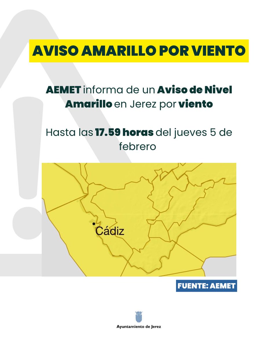 🌬️AEMET amplía el aviso amarillo por viento hasta las 17.59 horas del jueves 5 de febrero 

Mucha prudencia