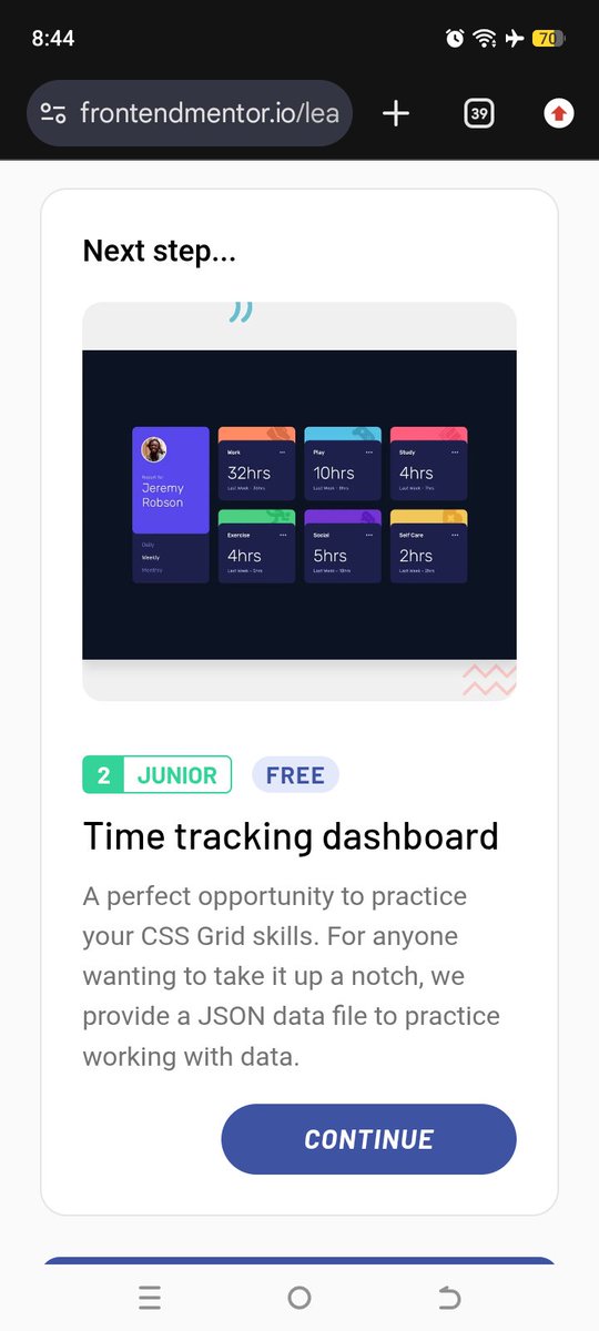 jacey_muna's tweet photo. Started working on my recent project from Frontend Mentor - Time Tracking Dashboard ✨

But it's been a long day already. Wanna retire now... we go harder tomorrow by God's grace 🙏🏼

#Frontend_Development
#JavaScript #CSS #HTML
#Programming https://t.co/a829gfTg0f