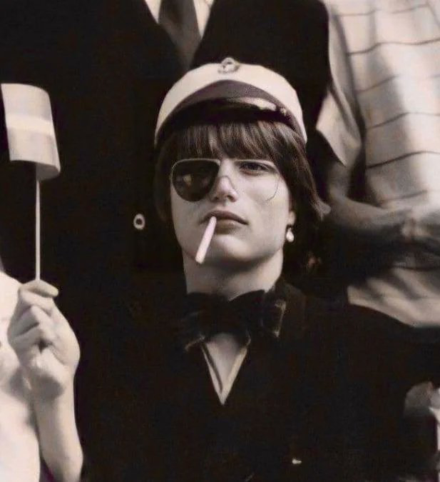 Mads Mikkelsen's at his high school graduation, 1980s.