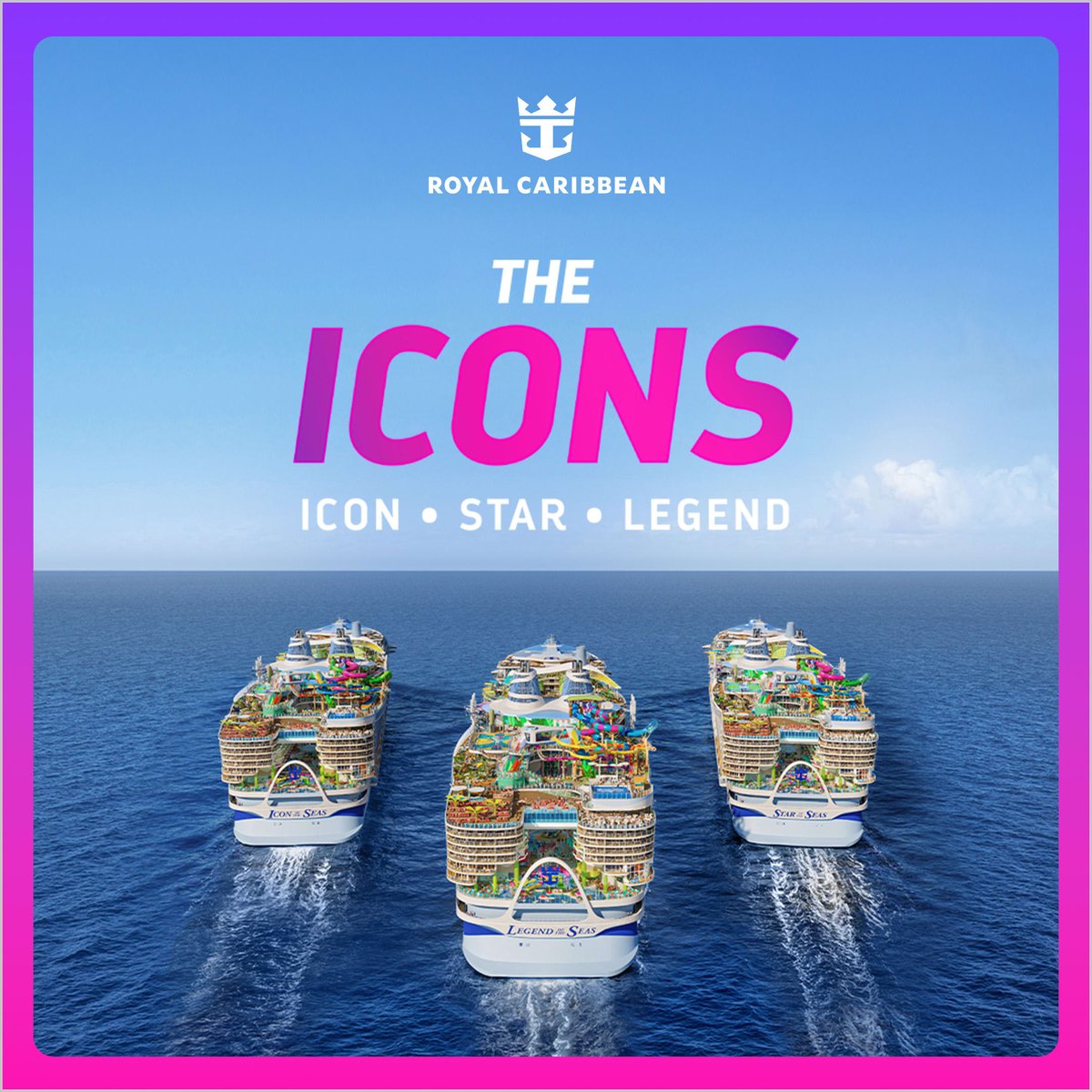 superioragent's tweet photo. Level up your family time on Royal Caribbean. The Icons feature Icon, Star, and Legend of the Seas, charting 21 destinations and memories you’ll brag about forever. 

Ready to sail? Contact me today and tag your squad. https://t.co/xfx4kGTQ8i