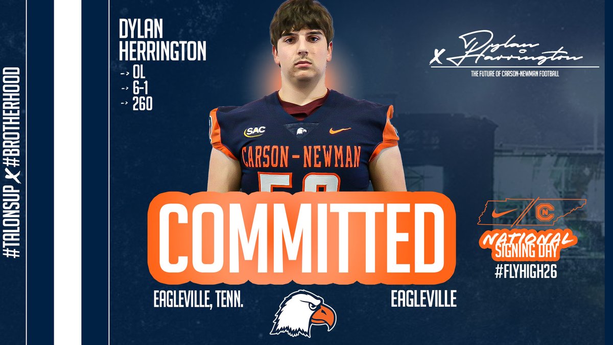 cnfootball's tweet photo. 🖋️#⃣5⃣0⃣
Dylan Herrington – 6-1 – 250 – OL – Eagleville, Tenn. – Eagleville - @DHerrington56
📋https://t.co/wCqfaErr2X
#CNNSD26 x #FlyHigh26 | #TalonsUp x @cn_eagles x #Brotherhood https://t.co/chaUL8sAVI