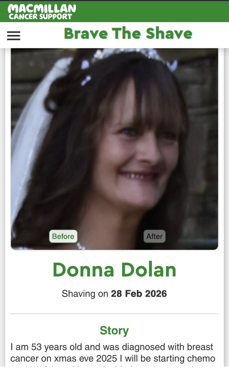 Spooks73's tweet photo. Please support my wife Donna on the MacMillian Brave the Shave for cancer. Please read Donna’s story in the gofundme page below thanks. 

https://t.co/kZhSqKJpI3 https://t.co/eoXQ1KVMhe