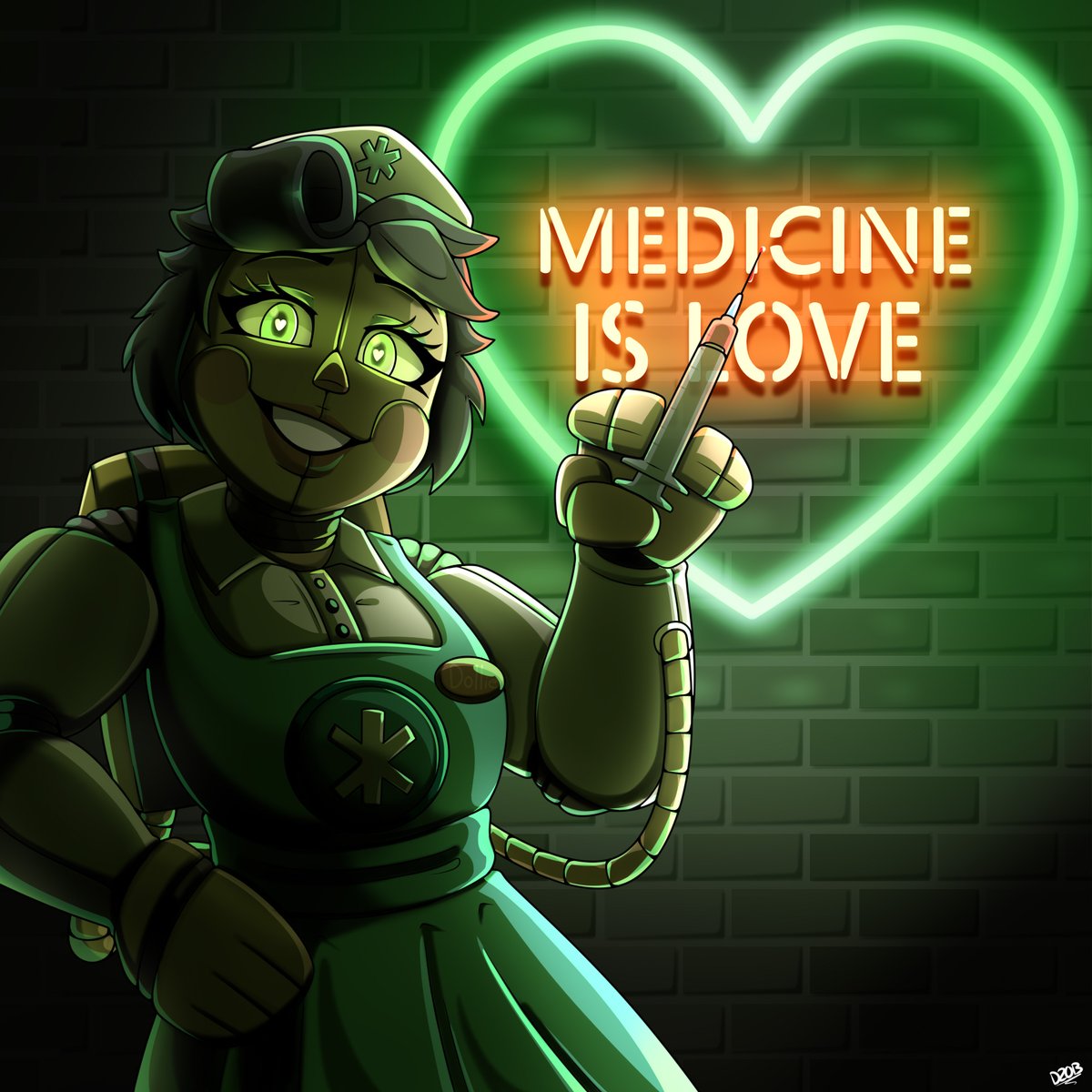 Dino20bryan's tweet photo. "Valentines Day Special with Dollie" 💚

#FNAF https://t.co/bvF5gqDhGN