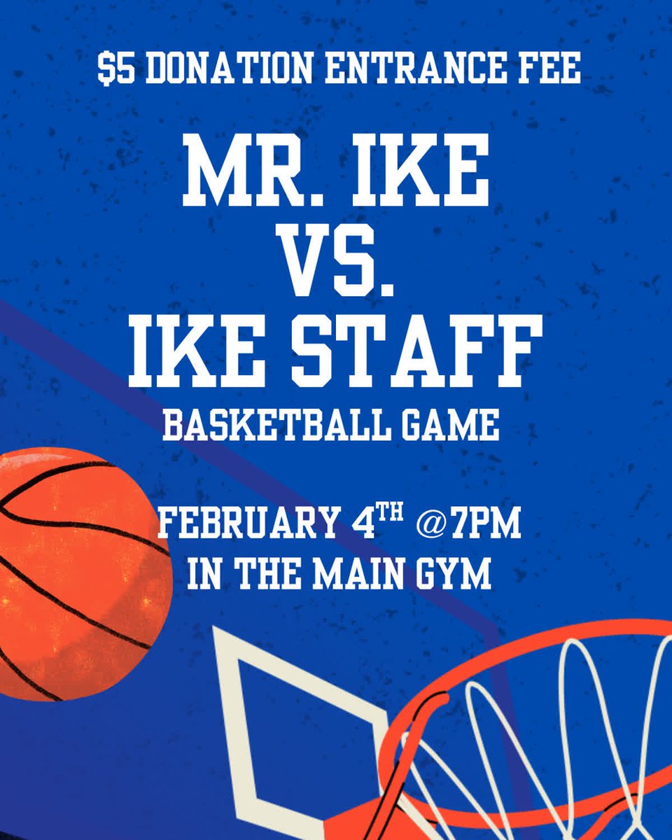 TheMightyCadets's tweet photo. Come out to the Mr IKE vs Staff basketball game today at 7pm in the main gym. $5 entry donation, and you can also pay-for-points to help your favorite team win! $1 = 1 point. All proceeds support the Memorial Foundation to help kids in our valley with special medical needs. https://t.co/Pr4Qyu2m5n
