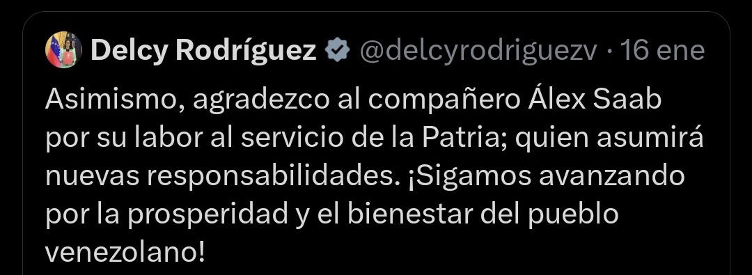 Hola <a href="/dcabellor/">Diosdado Cabello R</a>, hace dos semanas DelCIA dijo que el camarada Saab enfrentaría nuevas responsabilidades.

¿Qué te hace pensar que tú no enfrentarás nuevas responsabilidades pronto? 😘