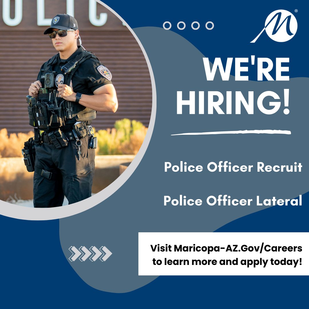 MPDPIO's tweet photo. 🏛️Work Here Wednesday🏛️
 
The City of Maricopa is on the lookout for passionate individuals to join the our dedicated team.
 
We’re currently hiring for:
📍 Police Officer Recruit
📍 Police Officer Lateral
 
💼 Apply now: https://t.co/OoMaIjI4qd
 
Come build a city with us! https://t.co/ITXRzRjoJ8