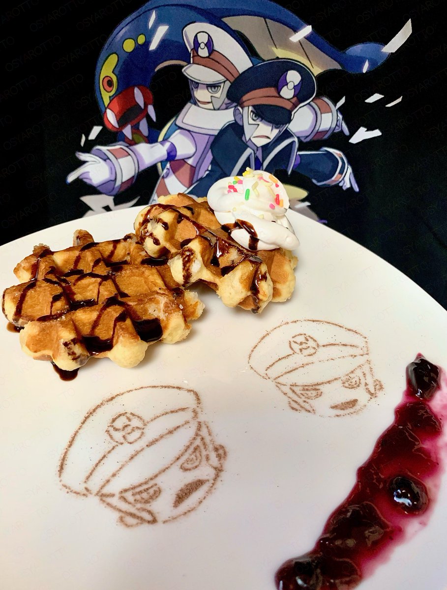 クダリ(ポケモン) ,ノボリ 「サブウェイマスター フロイド・ジェイド再掲 #双子の日 #パンケーキアート #p」|Osyarotto｜オシャロットのイラスト