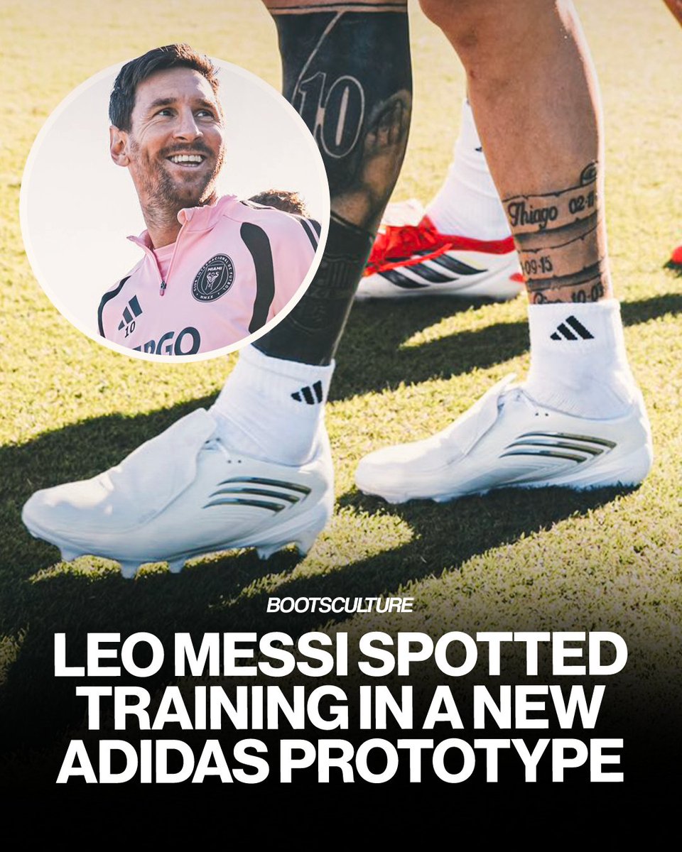 bootsculture's tweet photo. Leo, what are thooose? 👀 Leo Messi stepped on the pitch in preseason overseas wearing an exclusive new prototype by @adidasfootball. The silhouette reminds clearly the F50 Tunit, but it’s obvious there is more behind it…  #Messi #F50 #adidasF50 #bootspotting #bootsculture https://t.co/RjH87qdFfI