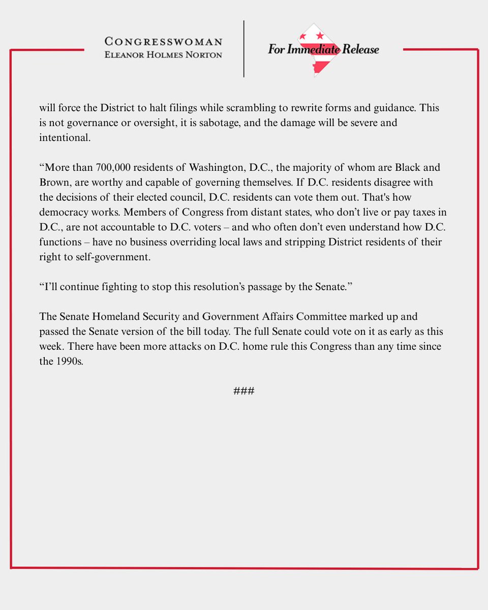 Eleanor #DCStatehood Holmes Norton tweet media