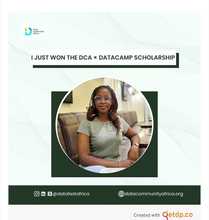 nomzy_black's tweet photo. I just won the DCA × DataCamp Scholarship 🎉
I’ll be learning data analytics, data science, data engineering, and AI with @DataCommunityAfrica and @DataCamp. #DatacampDonates #DCADataCamp2026 https://t.co/c97EztScRk