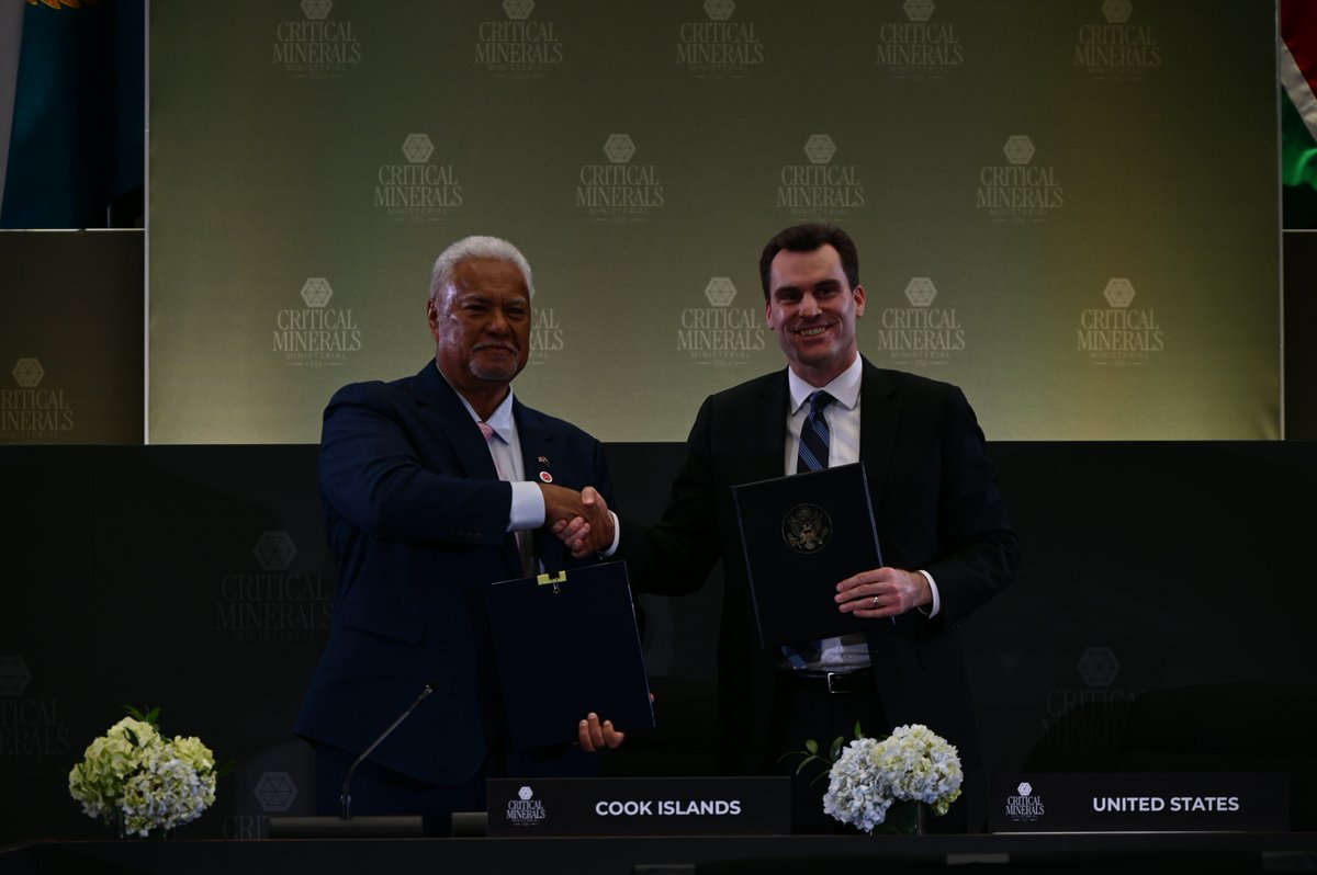 The United States and the Cook Islands signed a Framework on critical minerals at today’s ministerial, deepening cooperation on responsible seabed resource stewardship. This partnership strengthens U.S. supply chains and supports American economic interests.