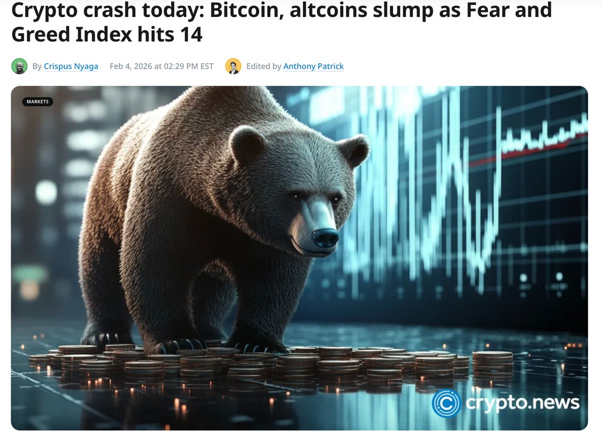 "#Crypto wasn’t spared from the tech risk-off mood. Bitcoin slid 2.5% to around $73,000 — its lowest level since early November 2024 — officially giving back the entire post-Trump election rally, no receipt required."

Read full article here: crypto.news/crypto-crash-t…