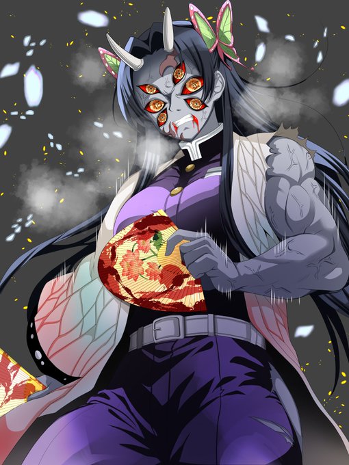 ご依頼作品を納品しましたので公開します 胡蝶カナエさんの鬼化です 鬼化シリーズ大好き( *'艸`) めっちゃ強そう、筋肉バキバキです #Skeb依頼募集中