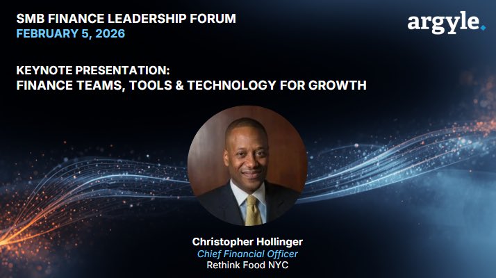 I am excited to announce that I will be speaking at the Argyle SMB Finance Forum on February 5!
 
Register now: lnkd.in/e2Ps6d3Q