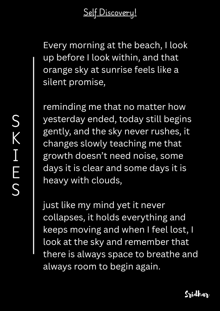 imsreedhar's tweet photo. Day 9p Unraveling My Slef | SKIES | 
#30dayschallenge #SelfDiscovery #Incrediblesoul https://t.co/ODVMO31rpU
